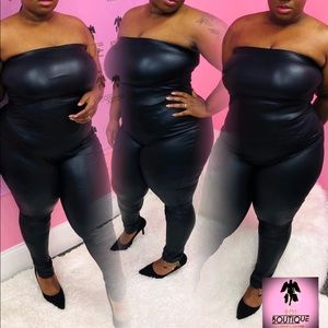 Leather plus jumpsuit